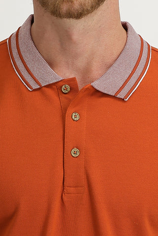  Kiremit Polo Yaka Slim Fit Dar Kesim Pamuk Tişört