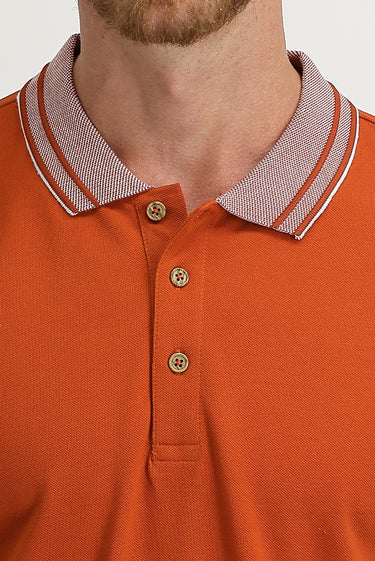  Kiremit Polo Yaka Slim Fit Dar Kesim Pamuk Tişört