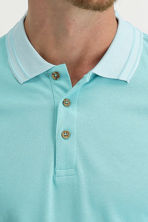 Mint Yeşili Polo Yaka Slim Fit Dar Kesim Pamuk Tişört