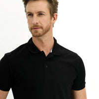 Siyah Polo Yaka Slim Fit Dar Kesim Pamuk Tişört