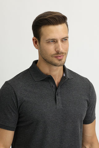  Marengo Polo Yaka Slim Fit Dar Kesim Nakışlı Tişört