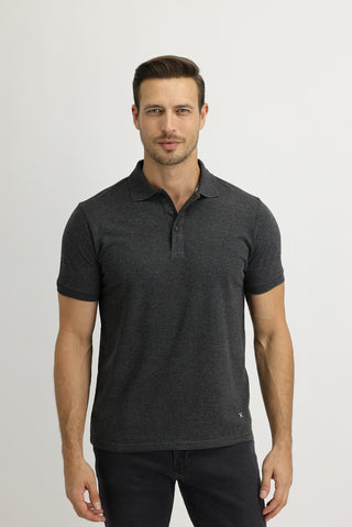  Marengo Polo Yaka Slim Fit Dar Kesim Nakışlı Tişört
