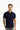 Orta Lacivert Polo Yaka Slim Fit Dar Kesim Nakışlı Pamuk Tişört