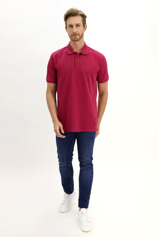  Vişne Polo Yaka Slim Fit Dar Kesim Nakışlı Pamuk Tişört