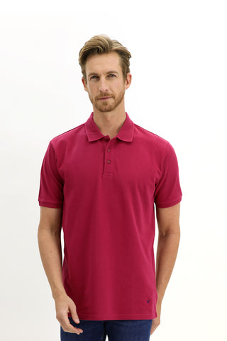  Vişne Polo Yaka Slim Fit Dar Kesim Nakışlı Pamuk Tişört