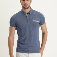 İndigo Polo Yaka Slim Fit Dar Kesim Pamuklu Tişört