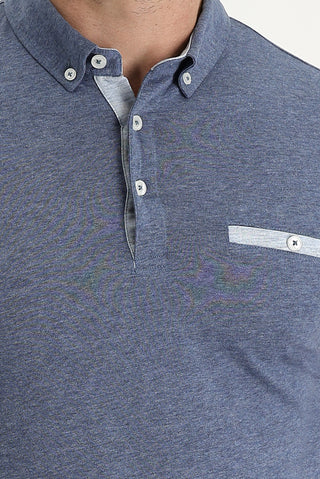  İndigo Polo Yaka Slim Fit Dar Kesim Tişört Pamuklu