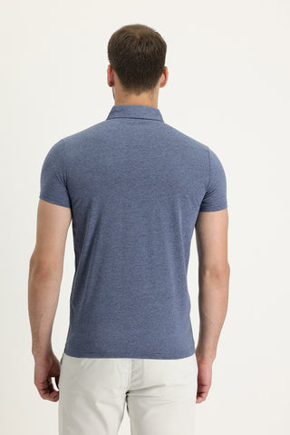  İndigo Polo Yaka Slim Fit Dar Kesim Tişört Pamuklu