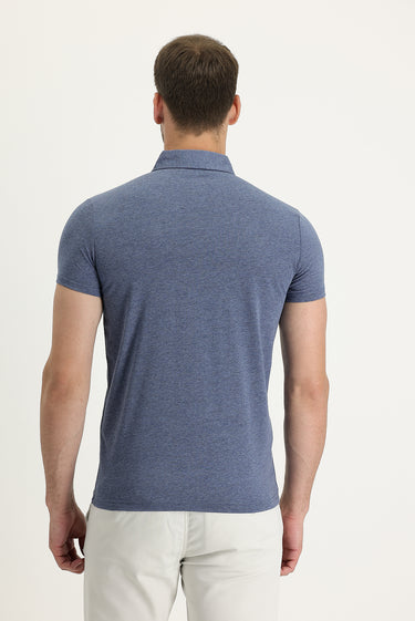İndigo Polo Yaka Slim Fit Dar Kesim Pamuklu Tişört
