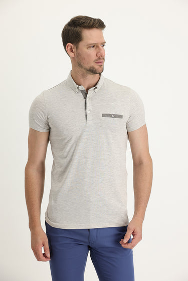 Açık Kahve  Polo Yaka Slim Fit Dar Kesim Tişört