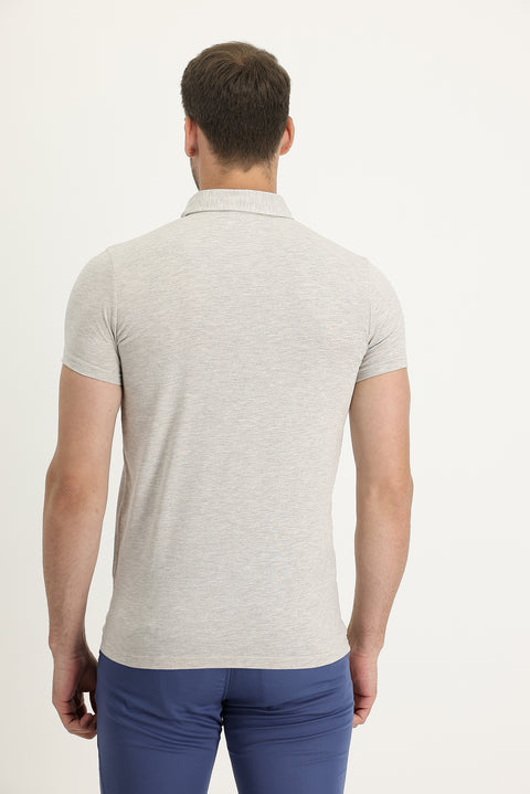 Açık Kahve  Polo Yaka Slim Fit Dar Kesim Tişört