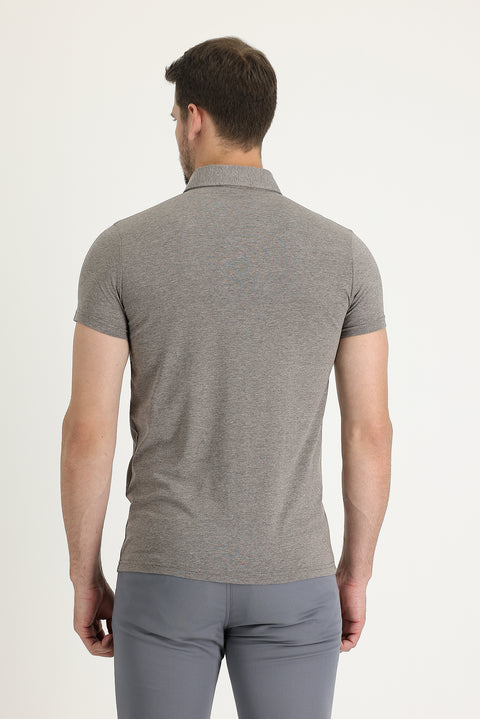 Koyu Kahve Polo Yaka Slim Fit Dar Kesim Tişört