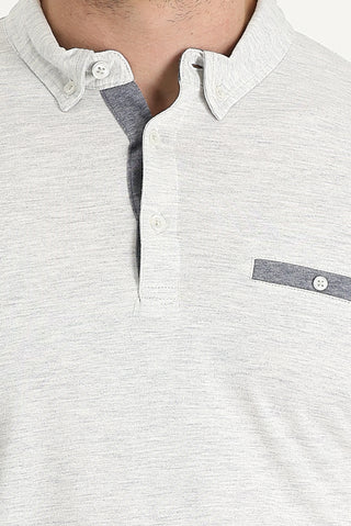  Krem Polo Yaka Slim Fit Dar Kesim Pamuklu Tişört