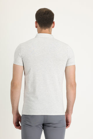  Krem Polo Yaka Slim Fit Dar Kesim Pamuklu Tişört