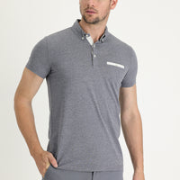 Orta Antrasit Polo Yaka Slim Fit Dar Kesim Pamuklu Tişört