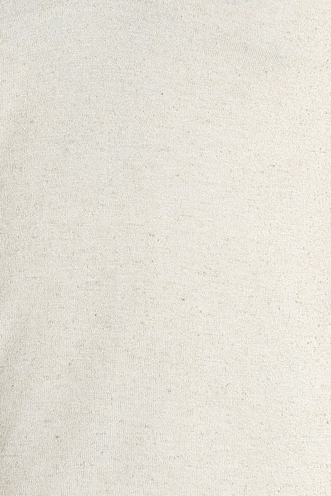 Ekru Polo Yaka Slim Fit Dar Kesim Keten Karışımlı Tişört