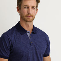 Koyu Lacivert Polo Yaka Slim Fit Dar Kesim Desenli Tişört