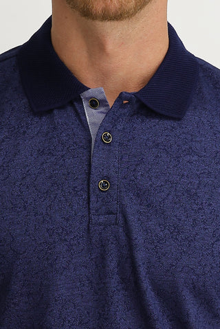  Koyu Lacivert Polo Yaka Slim Fit Dar Kesim Desenli Tişört