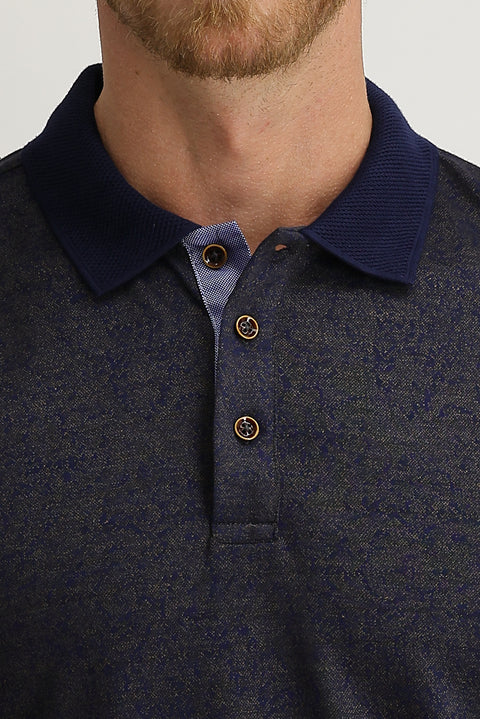 Koyu Kahve Polo Yaka Slim Fit Dar Kesim Desenli Tişört