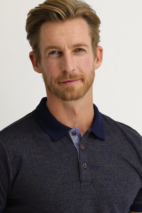 Koyu Kahve Polo Yaka Slim Fit Dar Kesim Desenli Tişört