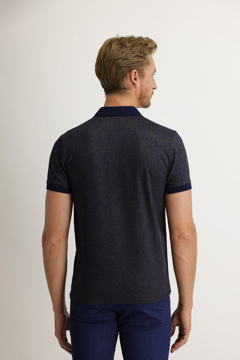 Koyu Kahve Polo Yaka Slim Fit Dar Kesim Desenli Tişört