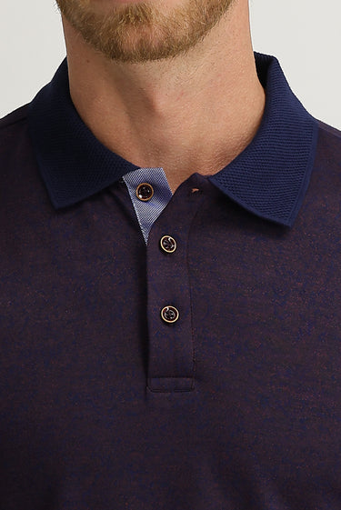 Koyu Kırmızı Polo Yaka Slim Fit Dar Kesim Desenli Tişört