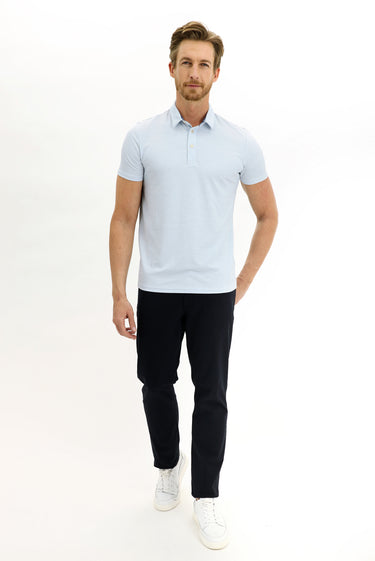 Uçuk Mavi Polo Yaka Slim Fit Dar Kesim Tişört