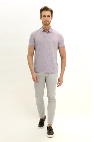  Orta Mor Polo Yaka Slim Fit Dar Kesim Tişört