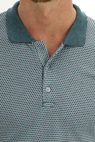  Petrol Yeşili Polo Yaka Slim Fit Dar Kesim Desenli Tişört