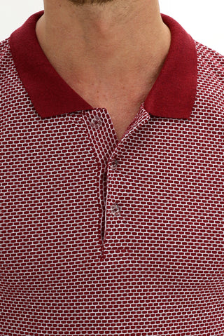  Açık Bordo Polo Yaka Slim Fit Dar Kesim Desenli Tişört