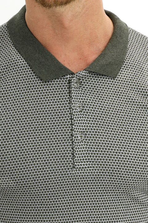 Çağla Yeşili Polo Yaka Slim Fit Dar Kesim Desenli Tişört