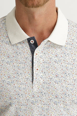  Beyaz Polo Yaka Slim Fit Dar Kesim Desenli Pamuk Tişört
