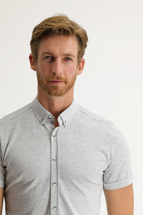 Orta Gri Polo Yaka Pamuk Gömlek Pamuk Tişört