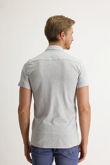 Orta Gri Polo Yaka Pamuk Gömlek Pamuk Tişört