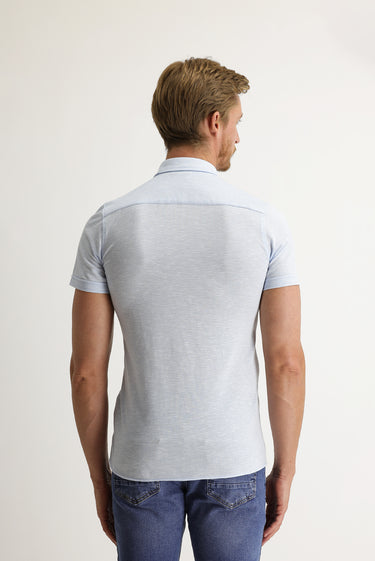 Uçuk Mavi Polo Yaka Pamuk Gömlek Pamuk Tişört