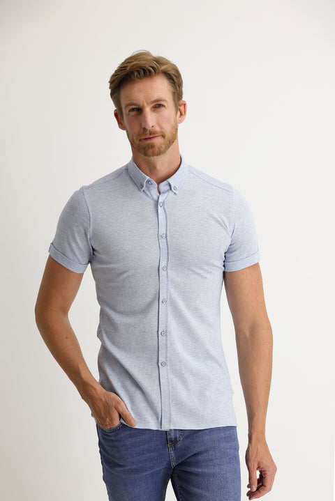 Açık Mavi Polo Yaka Pamuk Gömlek Pamuk Tişört