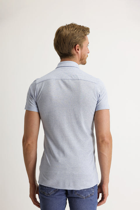 Açık Mavi Polo Yaka Pamuk Gömlek Pamuk Tişört