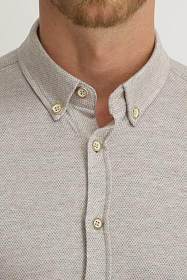 Orta Bej Polo Yaka Pamuk Gömlek Pamuk Tişört