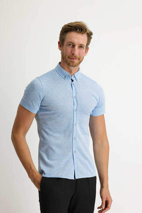 Orta Turkuaz Polo Yaka Pamuk Gömlek Pamuk Tişört