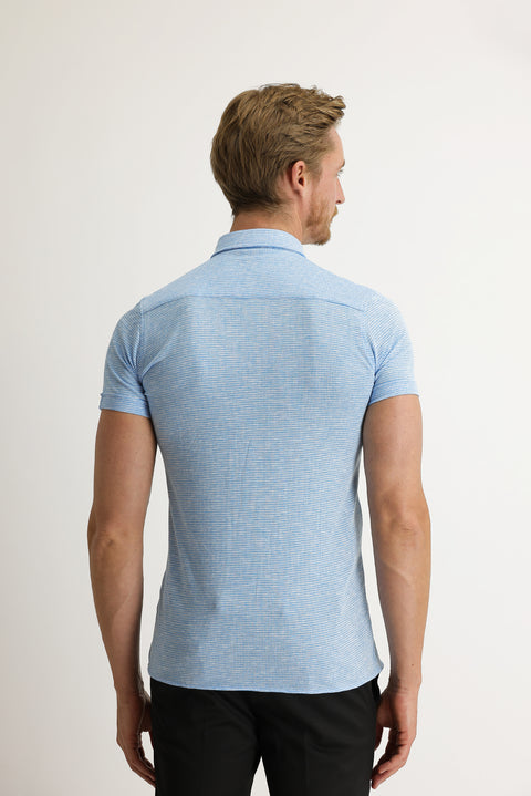 Orta Turkuaz Polo Yaka Pamuk Gömlek Pamuk Tişört