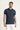 Orta Lacivert Polo Yaka Slim Fit Dar Kesim Desenli Pamuk Tişört