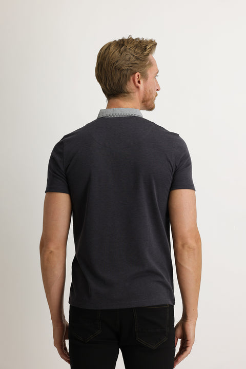 Siyah Cepli Polo Yaka Slim Fit Dar Kesim Tişört
