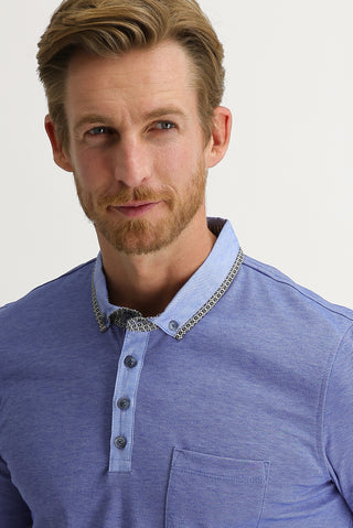 Saks Mavi Cepli Polo Yaka Slim Fit Dar Kesim Tişört