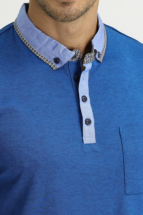 Koyu Havacı Cepli Polo Yaka Slim Fit Dar Kesim Tişört