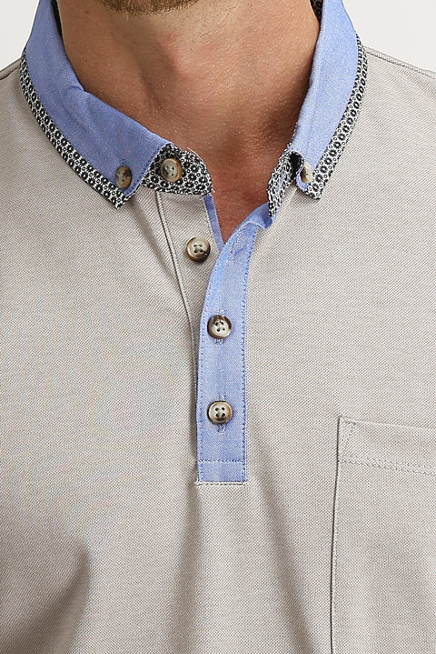 Orta Bej Cepli Polo Yaka Slim Fit Dar Kesim Tişört