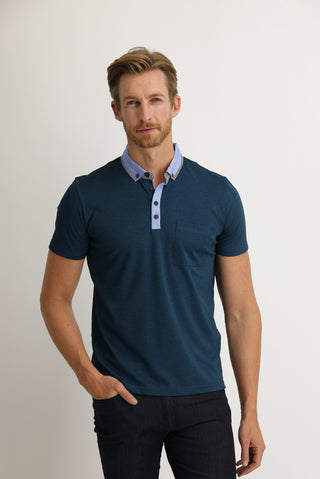  Zümrüt Yeşili Cepli Polo Yaka Slim Fit Dar Kesim Pamuklu Tişört
