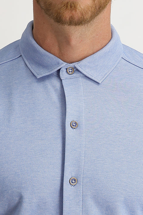 Blue Half Italian Collar Slim Fit Narrow Cut Shirt T-shirt