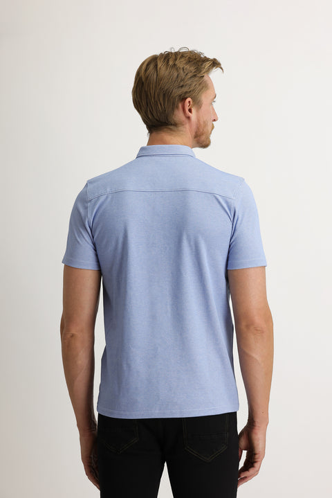 Blue Half Italian Collar Slim Fit Narrow Cut Shirt T-shirt