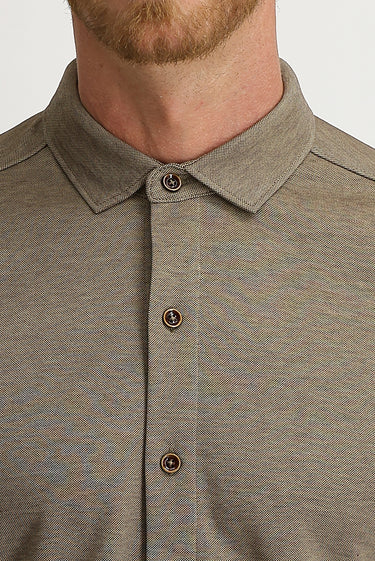 Orta Kahve Yarım İtalyan Yaka Slim Fit Dar Kesim Gömlek Tişört