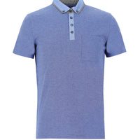 Saks Mavi Polo Yaka Slim Fit Dar Kesim Tişört